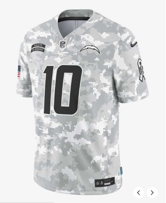 Men Los Angeles Chargers #10 Justin Herbert Salute to Service 2024 NFL Nike jersey->los angeles chargers->NFL Jersey